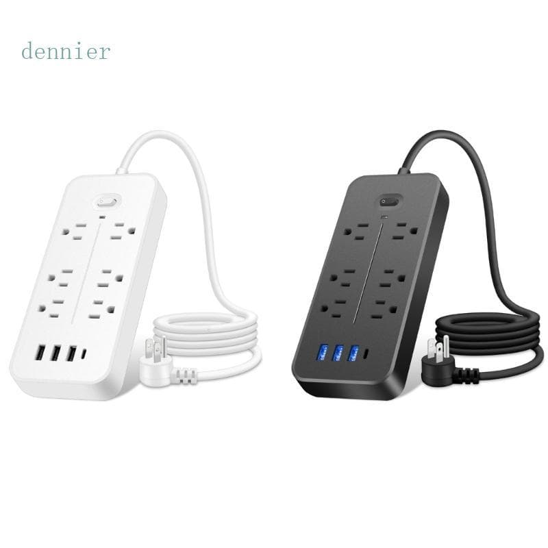 Den USB Power Strip Protetor Contra Surtos Tomada De Parede Com Cabo De Extensão Longo De 3 9 Pés 6 Tomadas 3 Portas Par