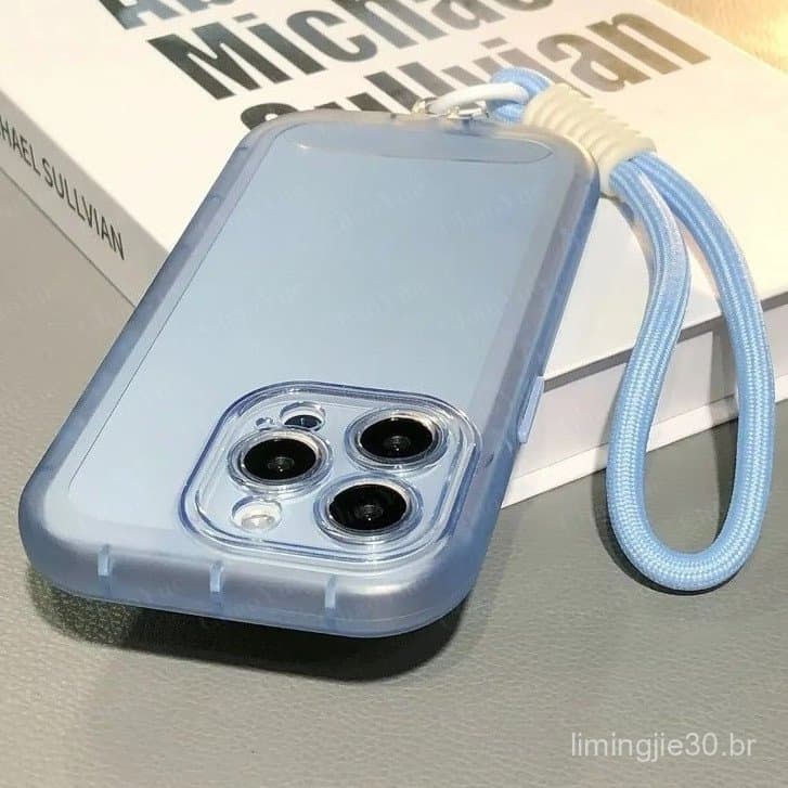 Capa De Telefone Transparente Macia E Fofa Com Alça De Pulso Compatível iPhone 17 16 15 14 13 12 11 Pro Max Plus À Prova
