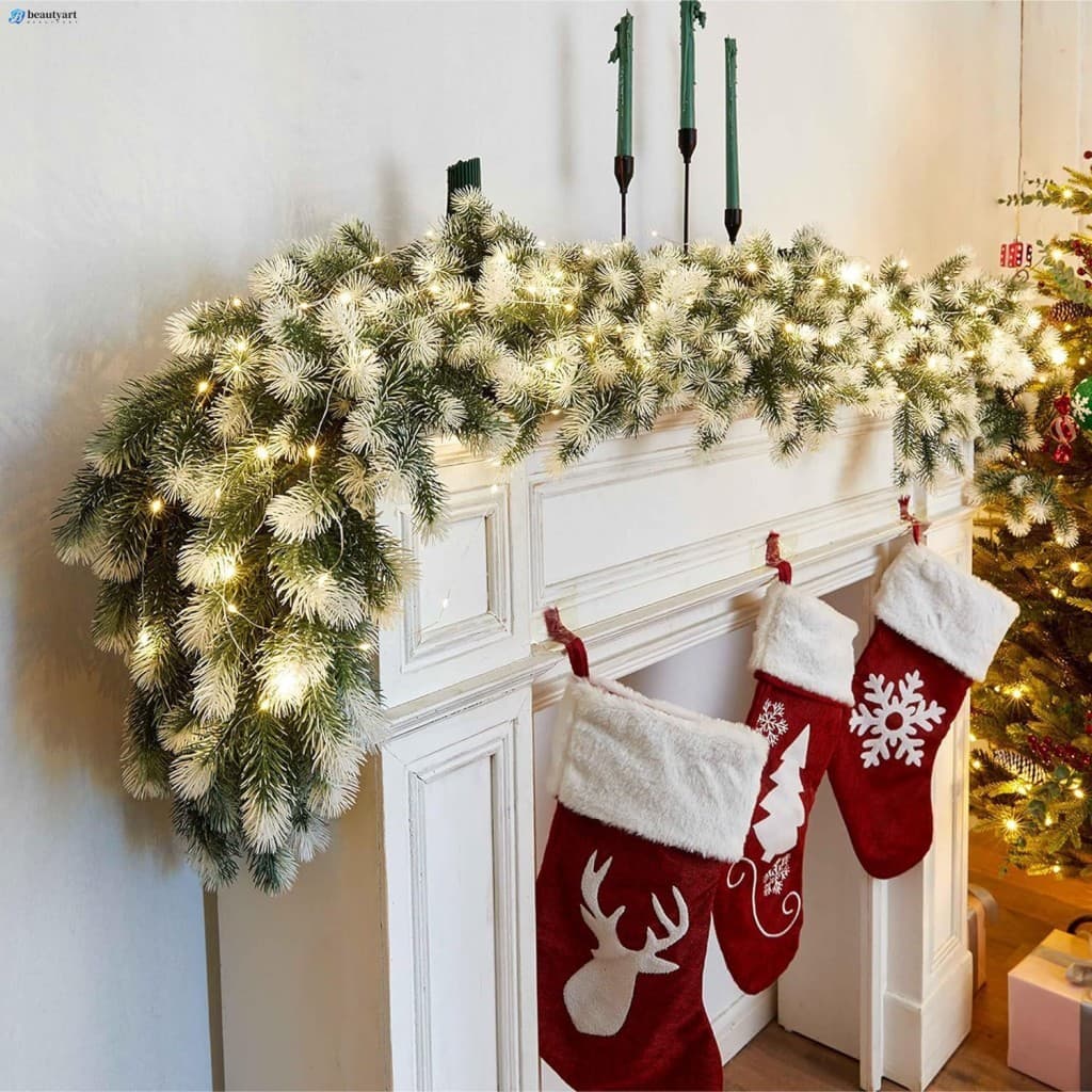 Guirlanda De Cipreste De Pinho PE Artificial-Decoração De Árvore De Natal Para Cozinha Doméstica