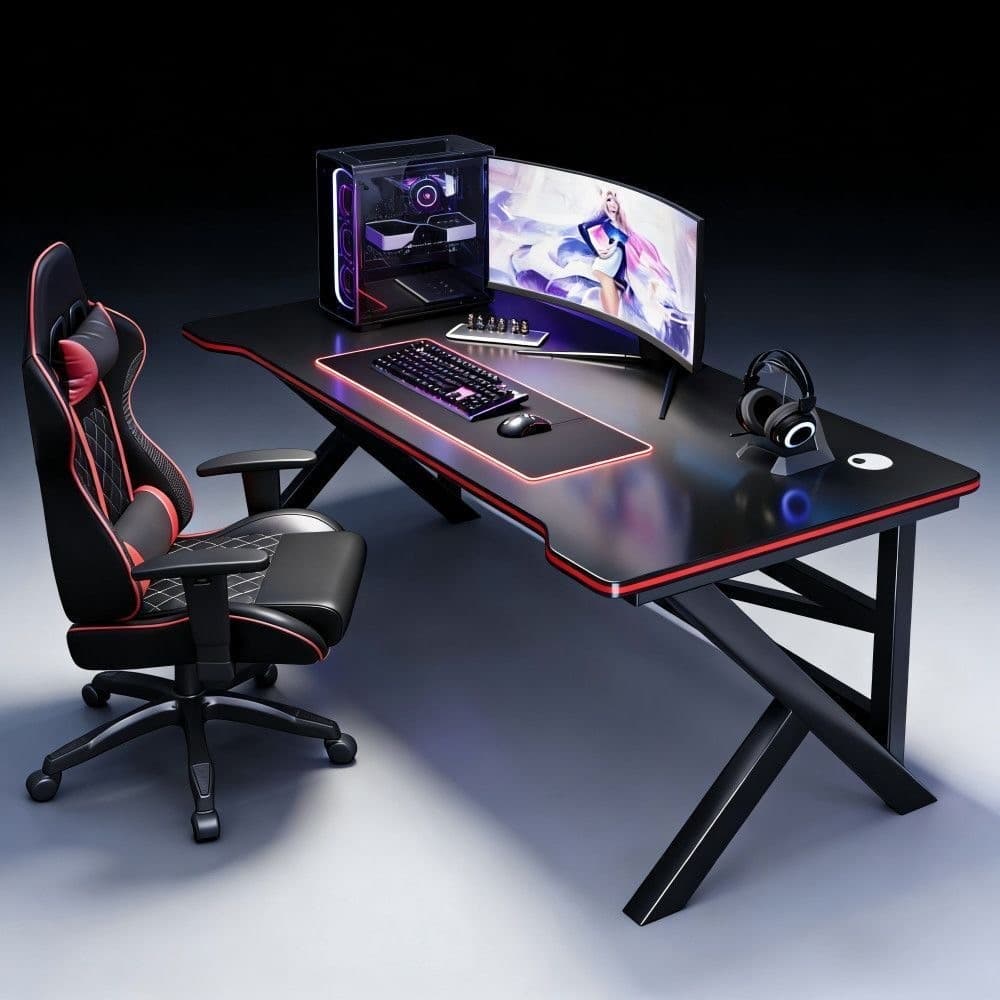 Mesa Gamer para Computador, Mesa de Escritório Home Office, Mesa de Estudo para Quarto, Escrivaninha