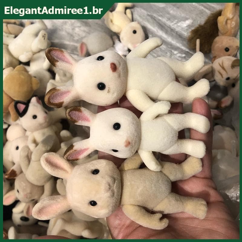 ELEGA Floresta Família Flocada Figuras De Animais Coelho Urso Cão Brinquedo Modelo Para Crianças Defeitos Venda