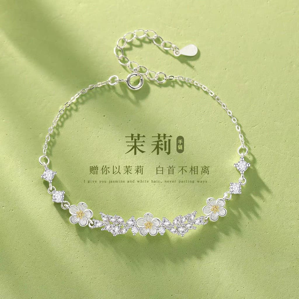 Jasmine pulseira feminina luz luxo High-End diamante-cravejado zircão pulseira moda All-Match nicho Design flor pulseira