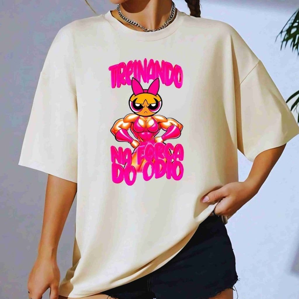 Camiseta Feminina Oversizid Superpoderosas T-shirt Blusinha Lançamento Academia Engraçada unissex