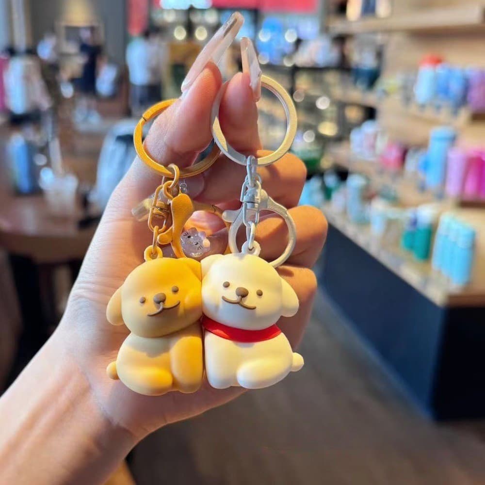 Chaveiro de Cachorro com Linha Magnética para Casais, Presente que Nunca Acaba, Pingente de Joias Escolares Bonito e Fof