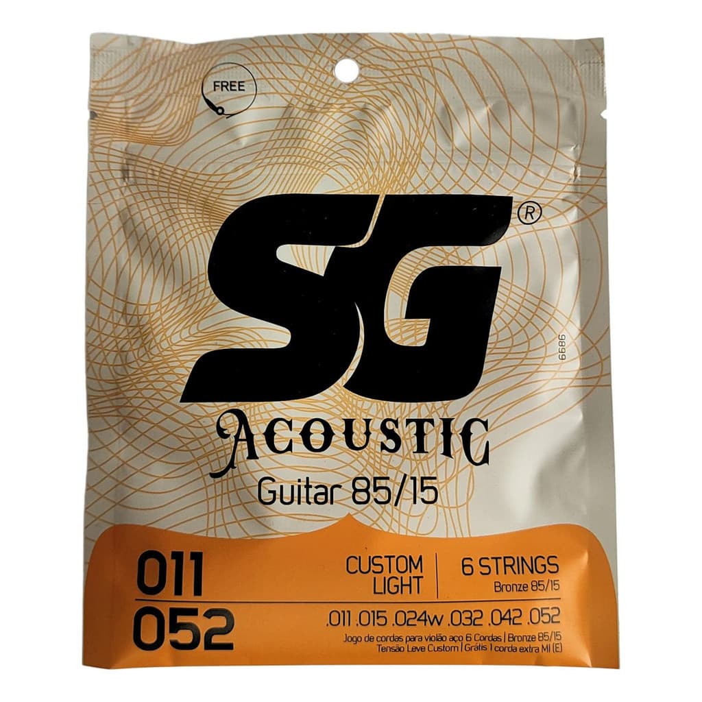 Encordoamento Violão Aço 011 Sg Bronze Custom Light Jg Corda