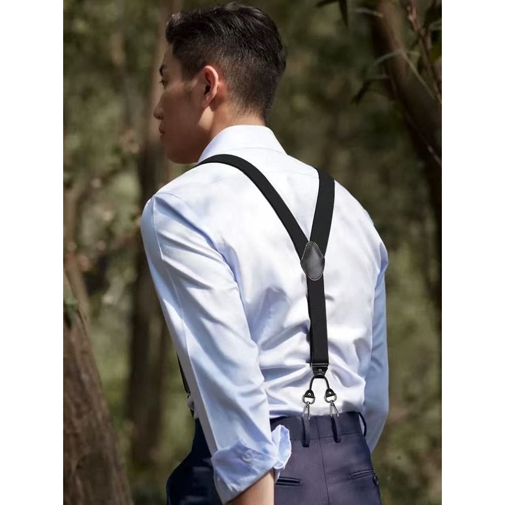 Suspensório Adulto Largo Luxo Couro Clássico ADULTO Masculino Plue Size 6 Pontas