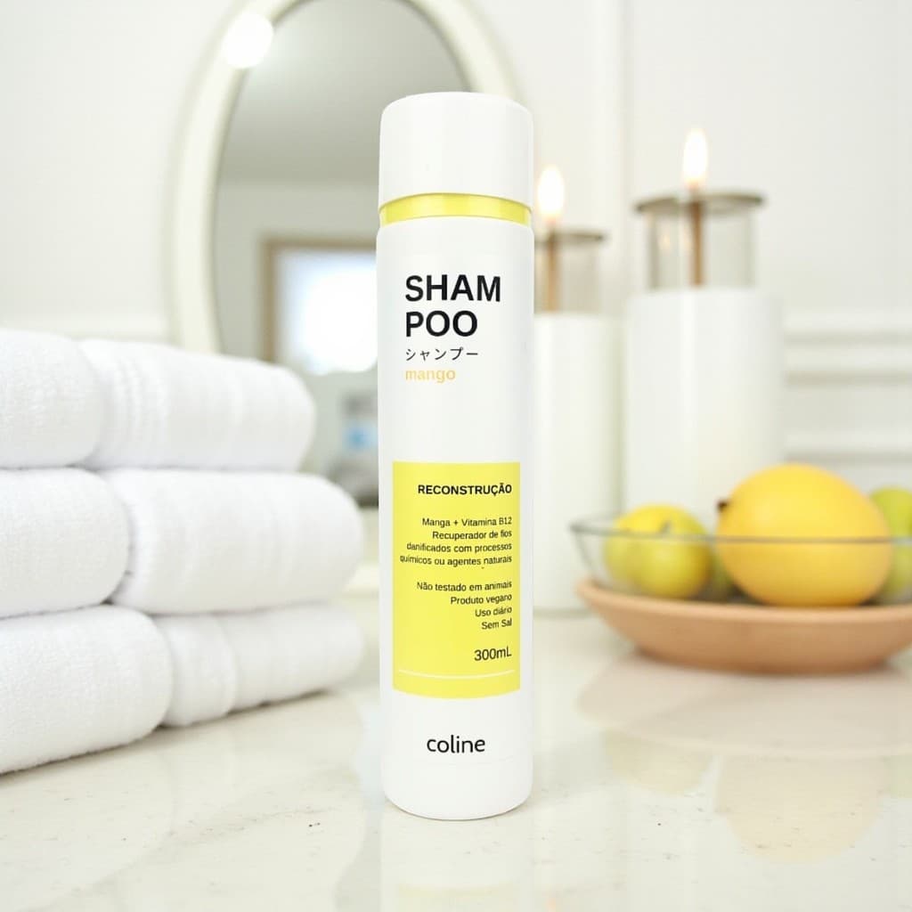 ✨Shampoo Mango Reconstrução 300ml – Coline – Recupera Fios Danificados com Vitamina B12