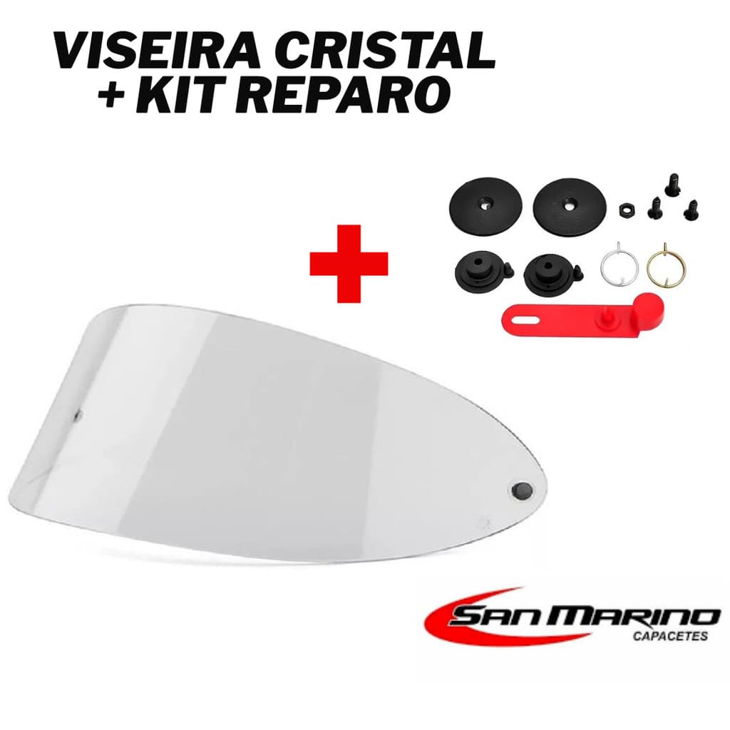 VISEIRA CRISTAL + KIT REPARAO COMPLETO CAPACETE TAURUS SAN MARINO
