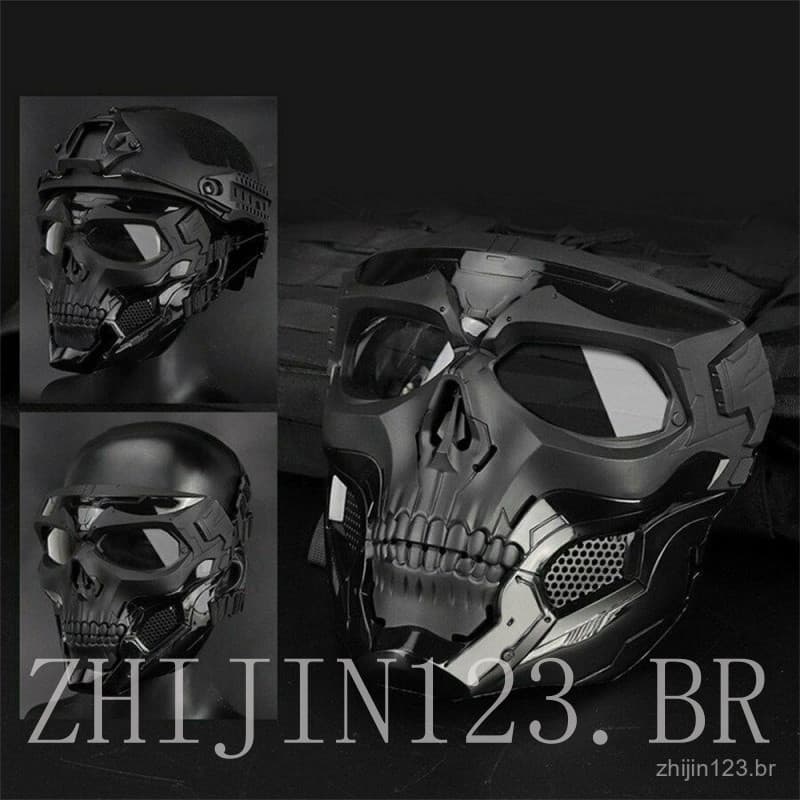 Máscara Tática de Airsoft Elétrica Máscara Protetora de Paintball Capacete Completo CS para Caça