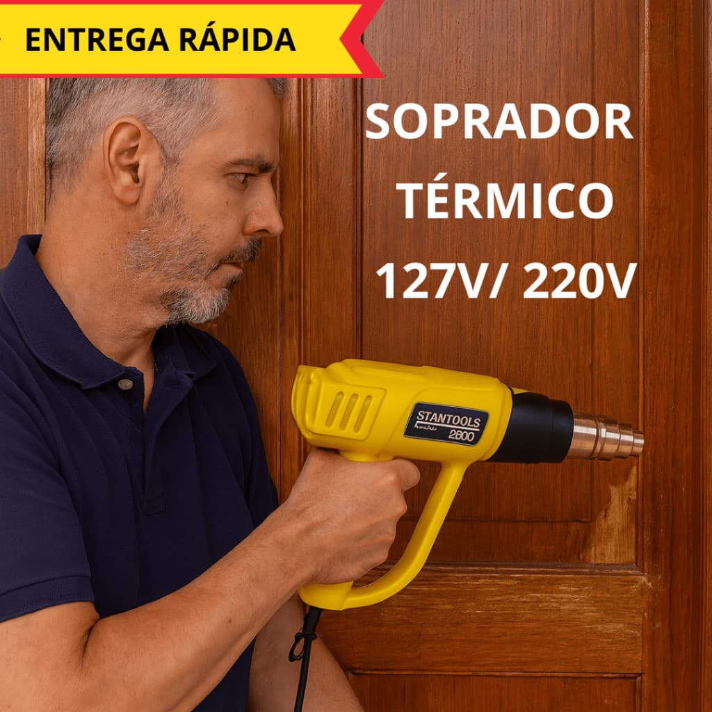 Soprador Térmico Ar Quente 2000W 127V ou 220V Bico Removível Ajuste Temperatura Pintura Plástico Madeira