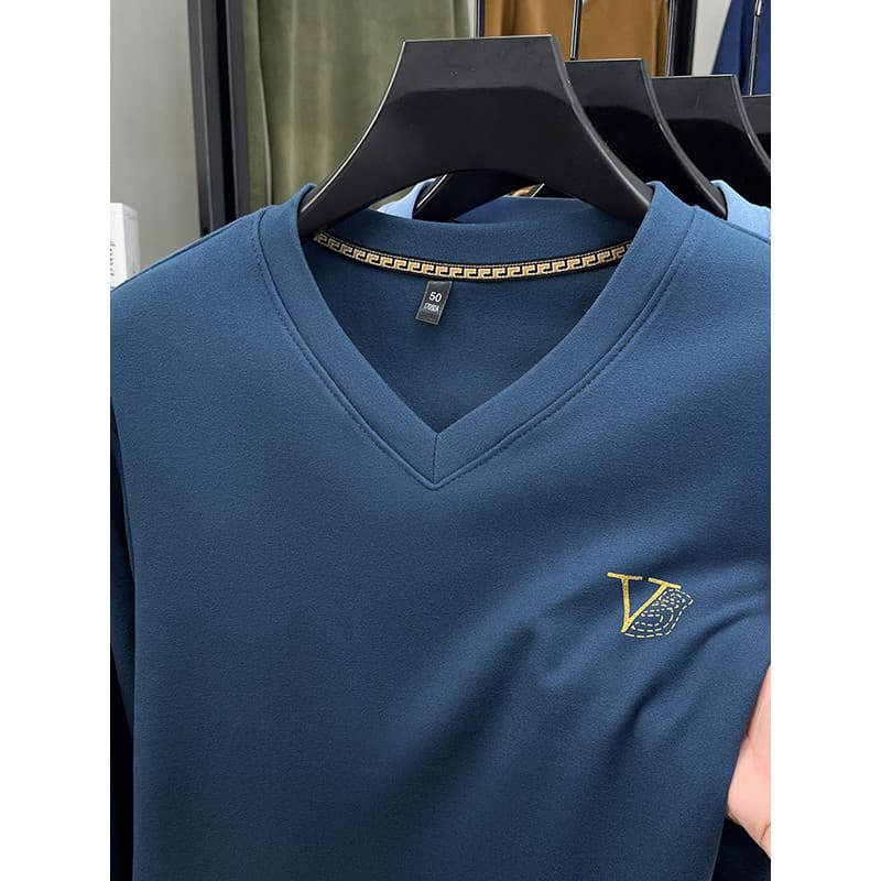 Camisa de fundo de veludo alemão masculino outono inverno topos gola coração quente interior dupla face escovado com dec