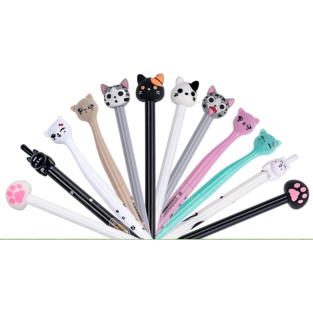 12 Pçs Bonito Gato Gel Canetas Diversão Kawaii Conjunto Animal Para Crianças Material Escolar De Escritório De Volta Às
