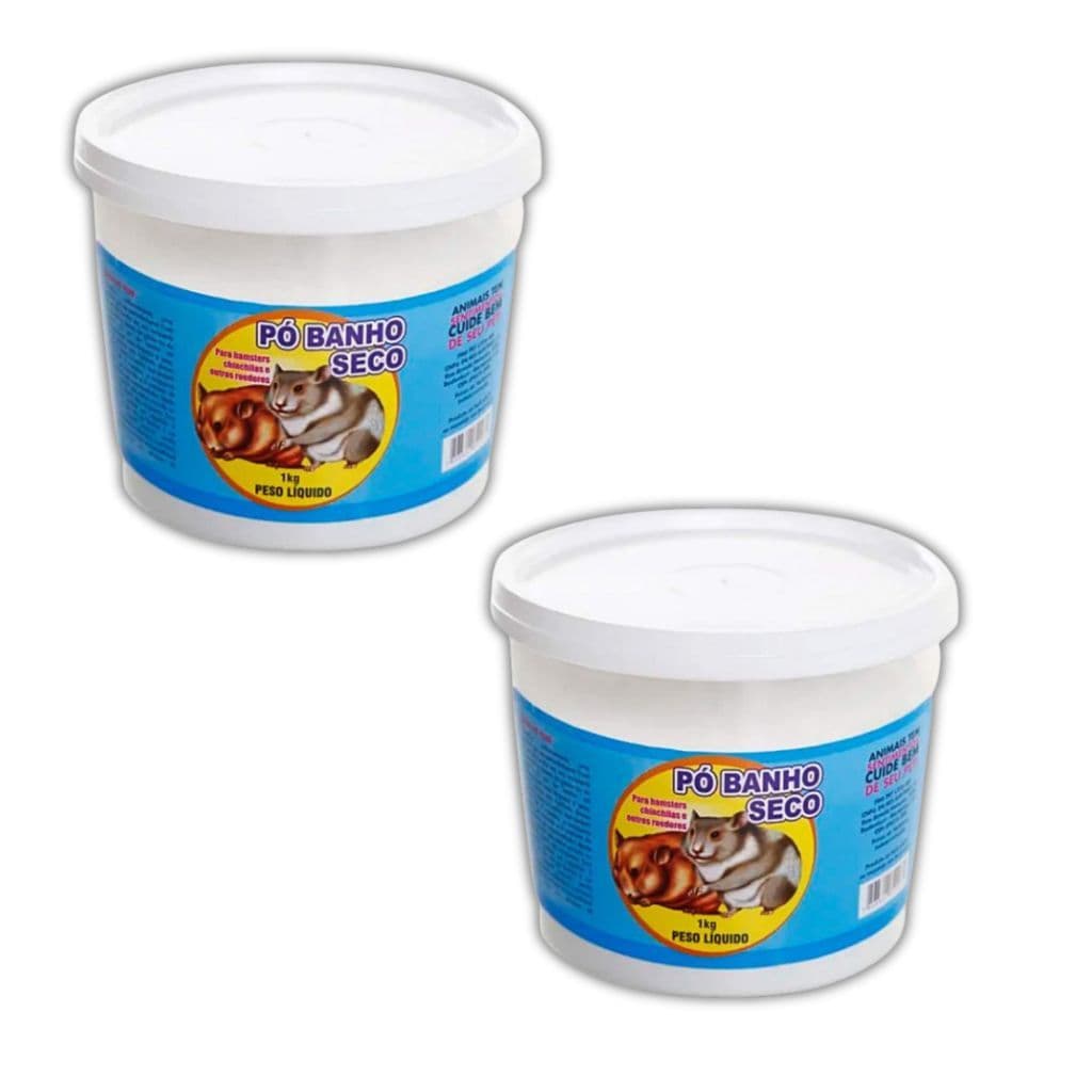Kit 2 Banho a Seco Pó para Roedores 1kg Hamster Chinchila