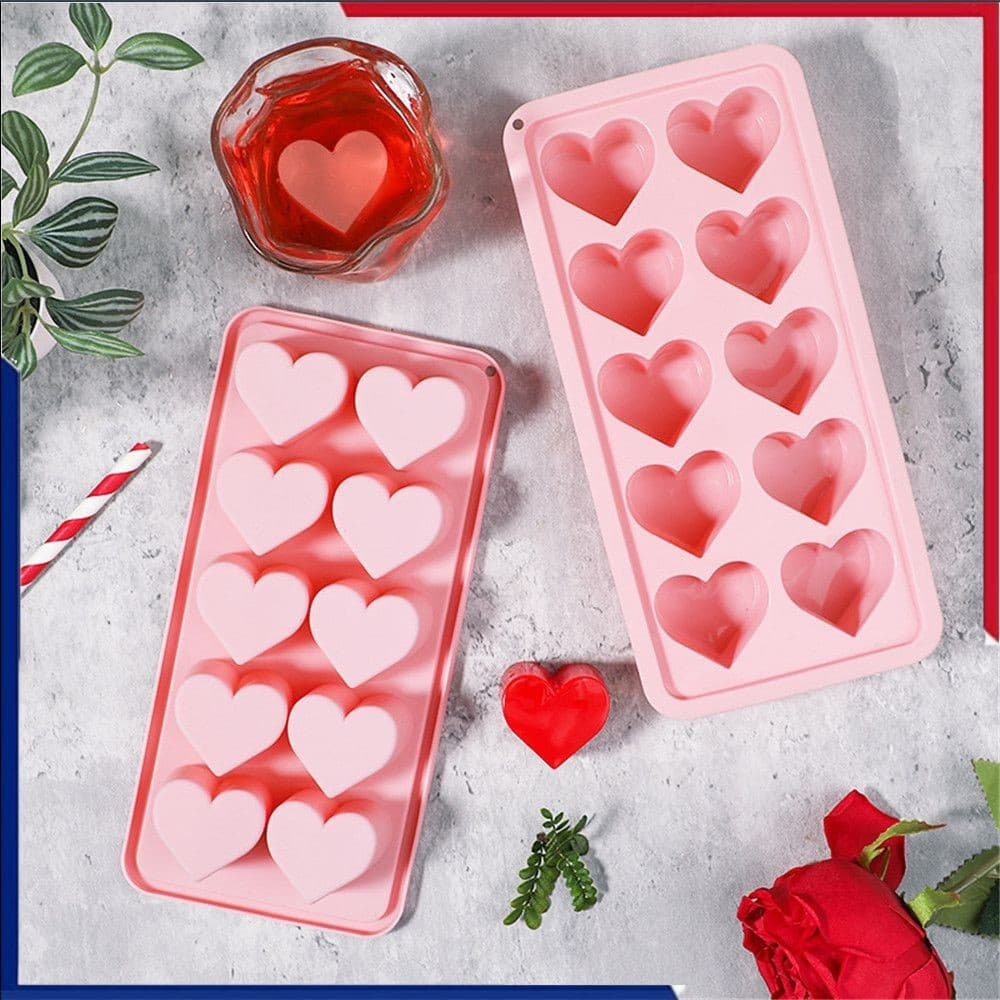 Forma de gelo de silicone em formato de coração para uso externo, fácil de remover, bandeja de gelo LTV6