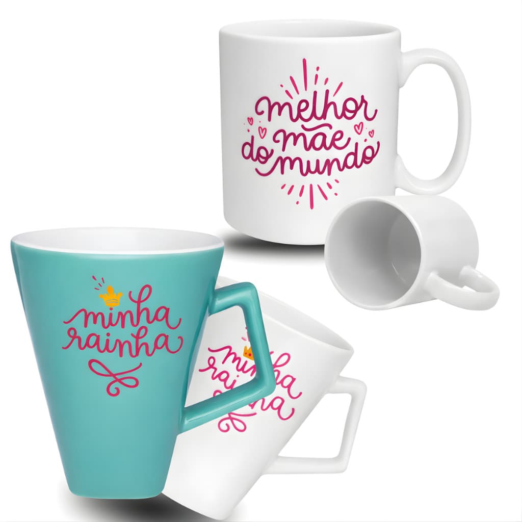 Caneca Porcelana Personalizada 350ml Com Frases Presente Dia Das Mães