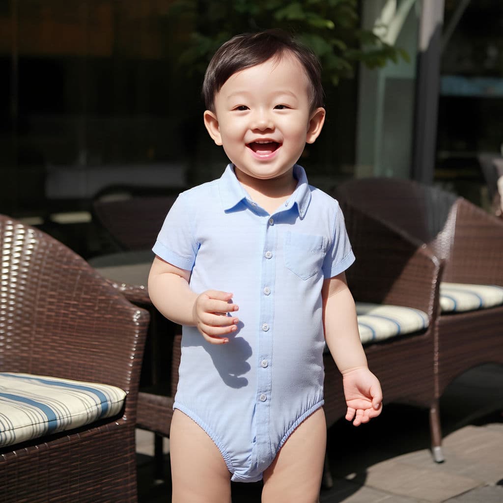Bebê menino camisa gola puro algodão manga curta macacão roupas de bebê recém-nascido triângulo macacão