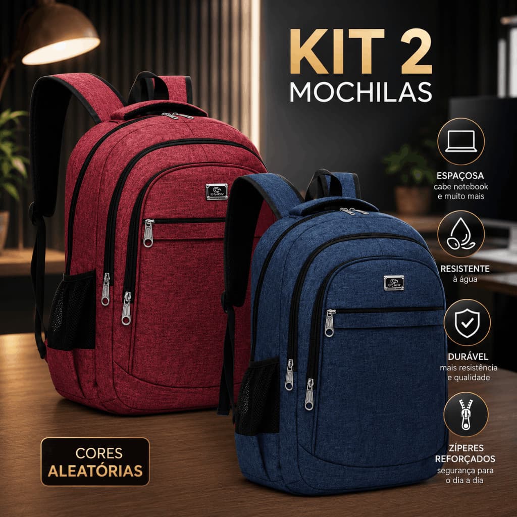Kit 2 Mochila Bolsa impermeável Coreana Notebook Presente Masculino Reforçada