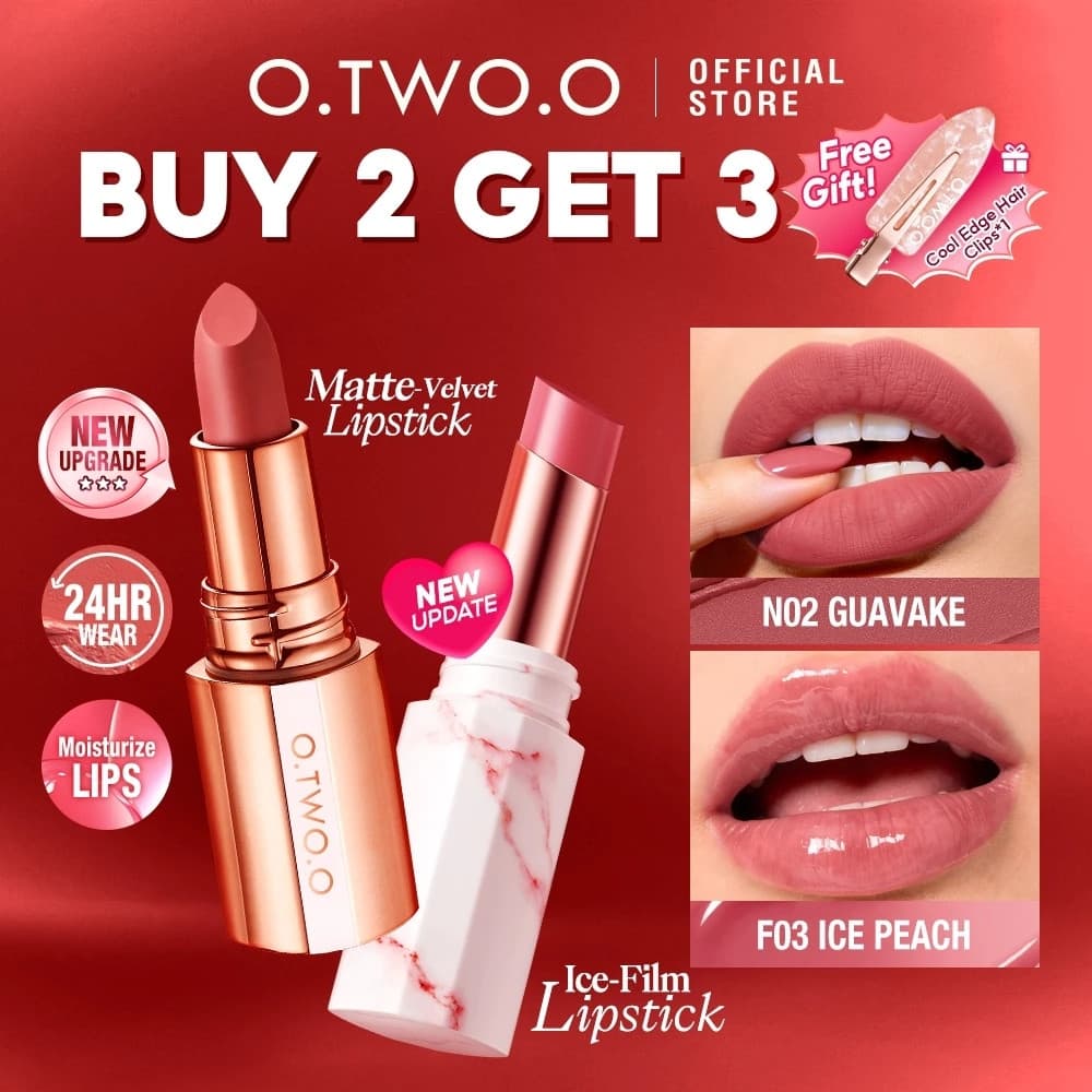 Batom Matte O.TWO.O / Batom Matte 11 Cores / Batom Matte Suave de Longa Duração - Não Gruda no Copo, 11 Cores
