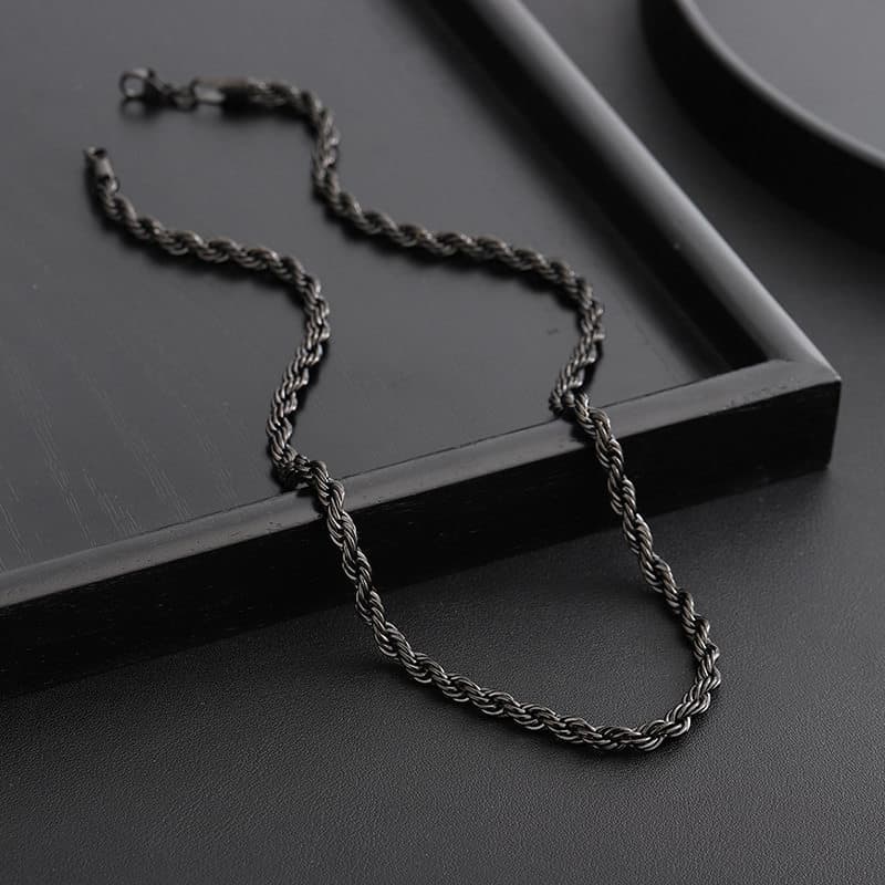colar aço inoxidável colar Colar masculino na moda High-End All-Match simples Hip-Hop nicho preto torção corrente simp
