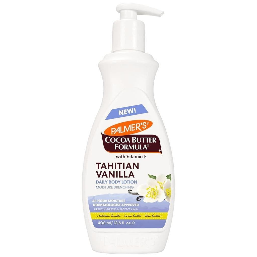 Loção Corporal Palmer's Cocoa Butter Formula Baunilha Tahitiana, 13,5 Oz, Loção Hidratante Diária para Pele Seca com Man