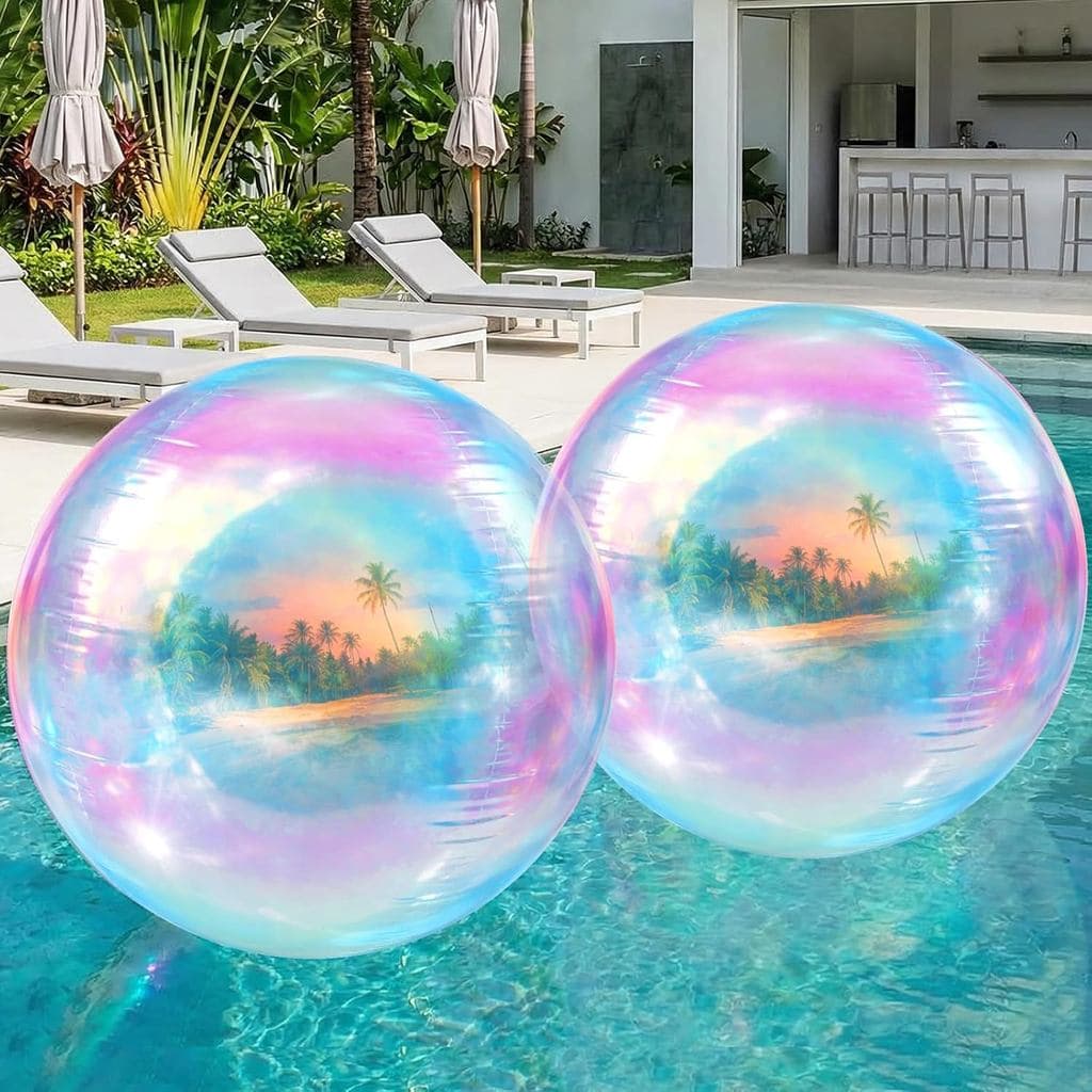 Shappy 2 Peças Balões Gigantes Iridescentes, Balões Redondos 4D Grandes de 60 Polegadas, Balão Gigante de Alumínio Brilh