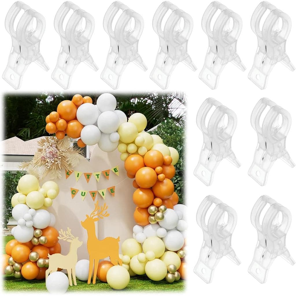 Pacote com 20 Grampos Grandes Transparentes para Arco de Balões, Grampos de Plástico Transparente para Decoração de Fund