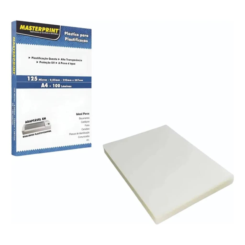 Envelope Plastificação A4 125 Micras C/100 Masterprint