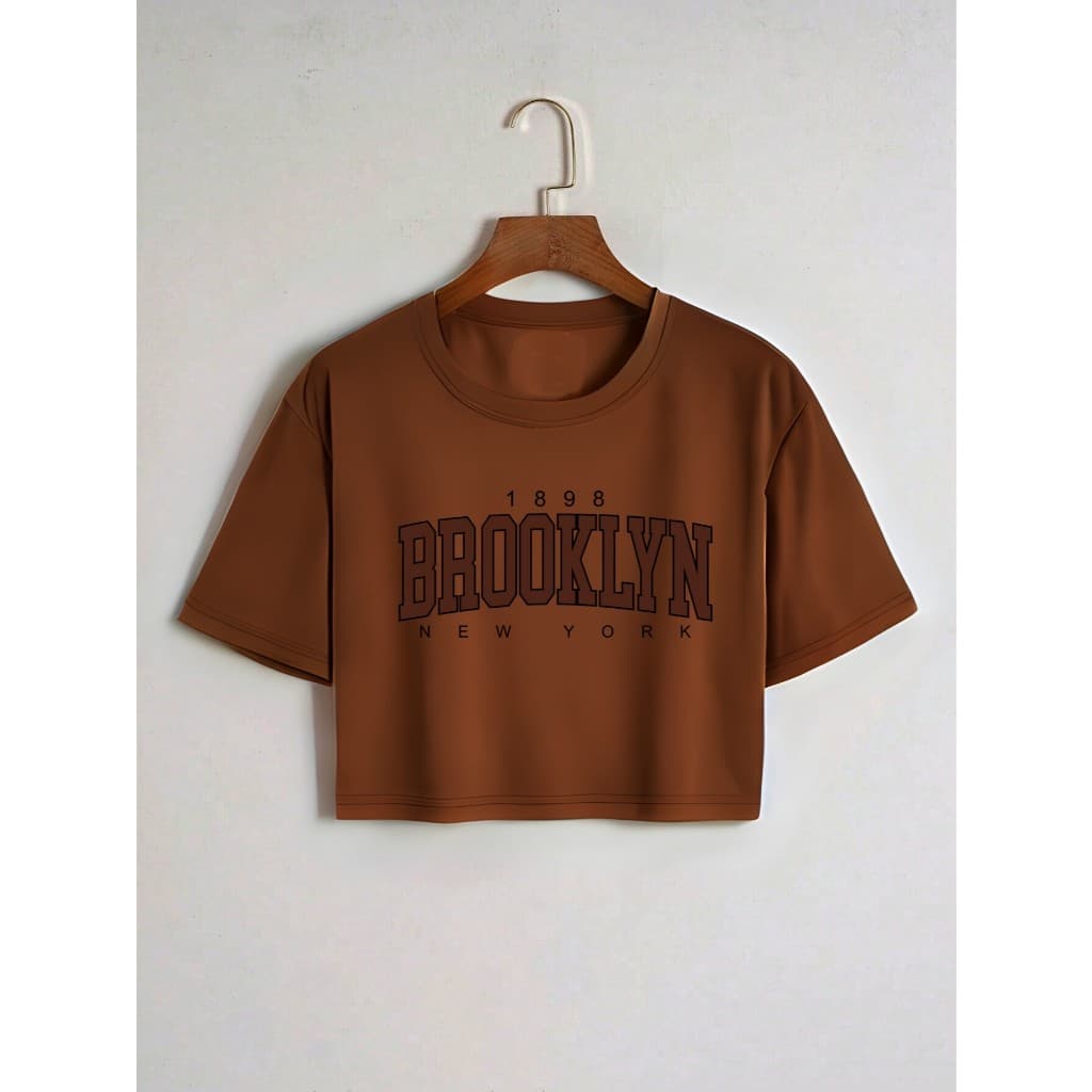Cropped Camiseta Blusinha Feminina Algodão Brooklyn