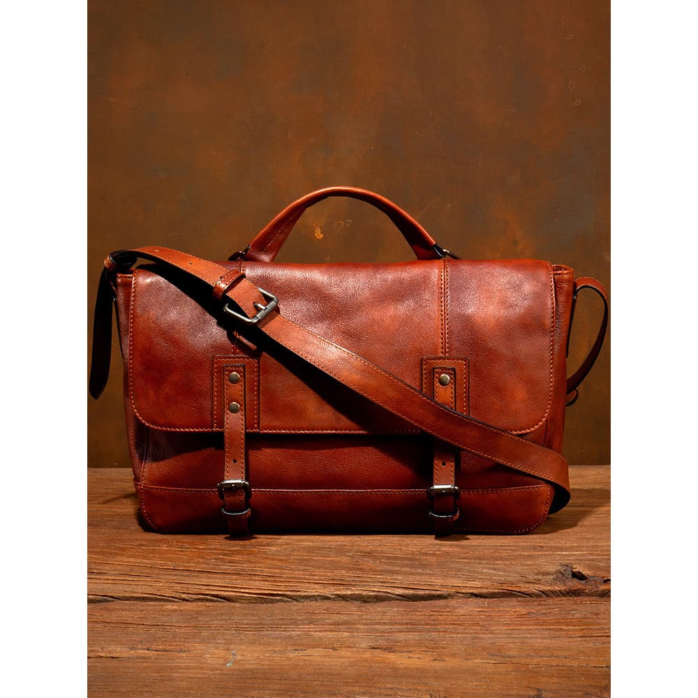 Tempo lento Retro na moda couro genuíno bolsa de ombro masculina Casual saco do mensageiro primeira camada maleta bolsa
