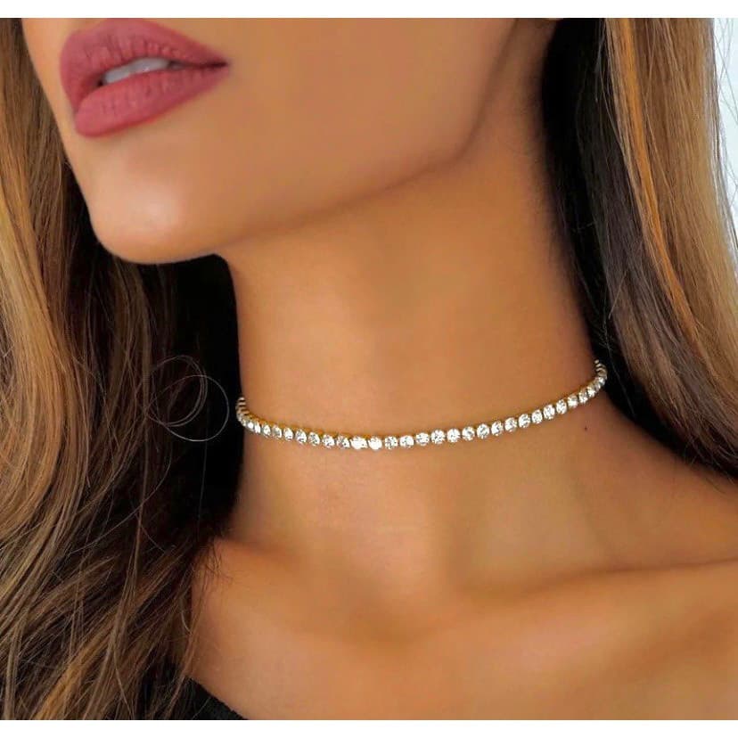 Colar Gargantilha Choker Riviera - Folheado a Prata 925 e Ouro 18k