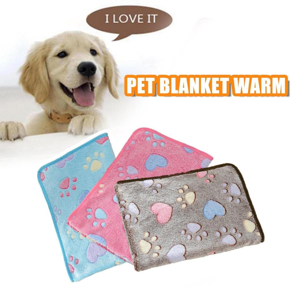 Cobertor Para Animais De Estimação Bonito Pata Impressão Coração Padrão Coral Veludo U3f4