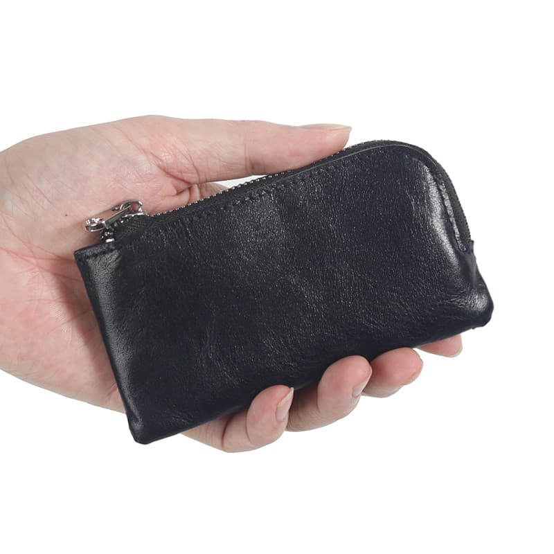 Original Retro primeira camada de couro pequena carteira estilo fino juventude zíper couro genuíno moeda bolsa titular d