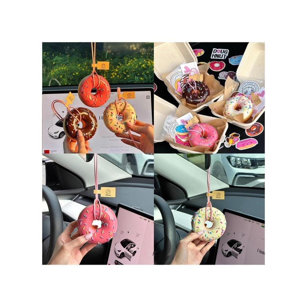 Ins moinho de vento pingente donut carro pingente saco pingente carro pendurado donut saco pendurado camurça corda resin
