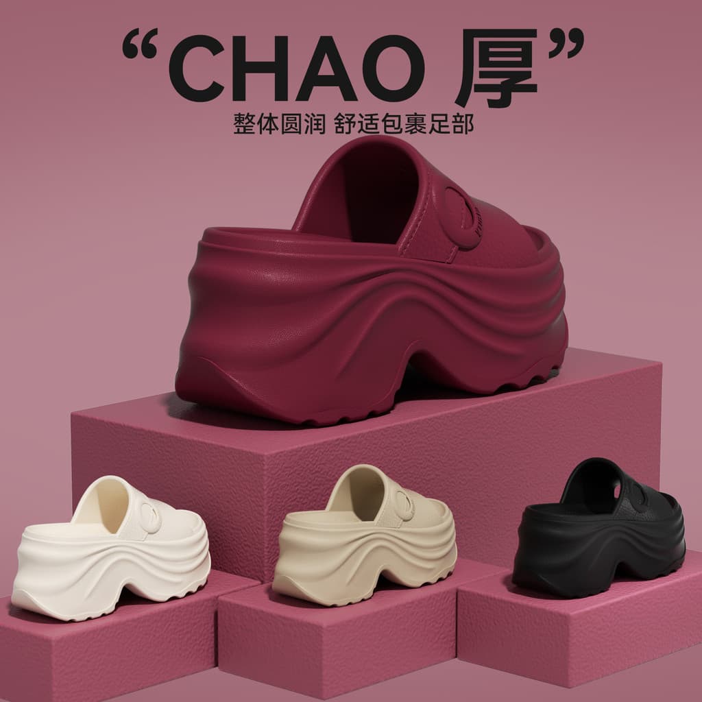8cm chinelos de sola grossa senhoras verão 2026 novo estilo de salto alto antiderrapante exterior Wear casa eva