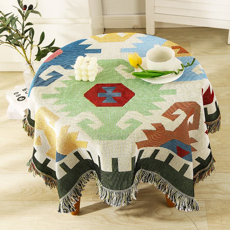 Moderno simples geométrico redondo toalha de mesa de café pano doméstico Anti-poeira acampamento ao ar livre toalha de m