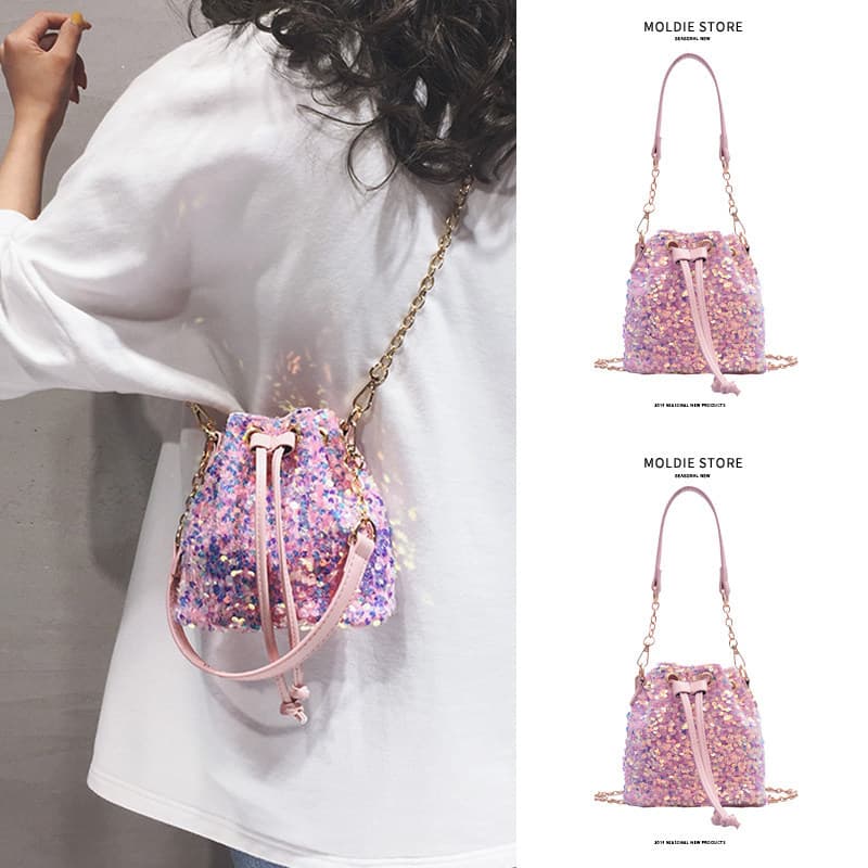 bolsa transversal feminino bolsa feminina 2026 novo estilo na moda saco de lantejoulas feminino cordão corrente Crossbod