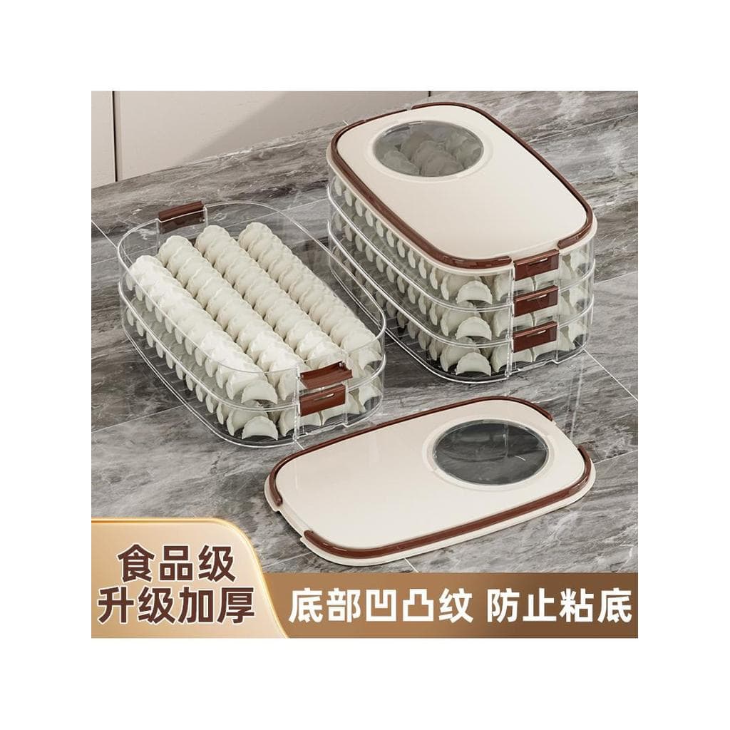 Caixa de bolinho de três camadas de qualidade alimentar caixa de armazenamento de geladeira Freezer doméstico Wonton con