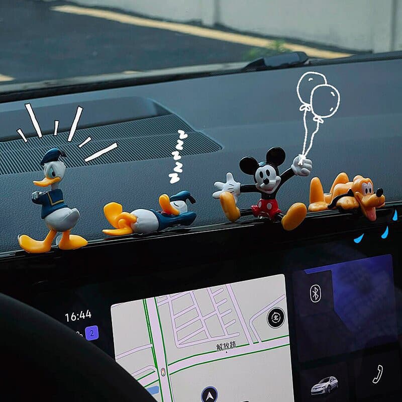 4 Unidades/Lotes Mickey Mouse Pato Donald Anime Acessórios Do Carro Console Central Estatueta Decoração Interior Ornamen