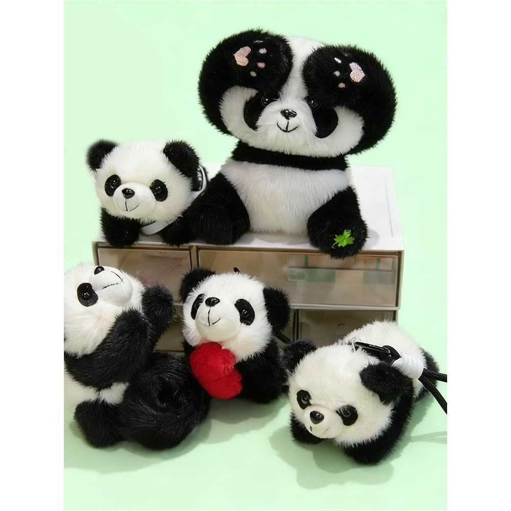 Bonito panda magnético em pé ombro tímido Peekaboo panda vermelho mochila ornamentos Pop anel crianças pulseira bandana