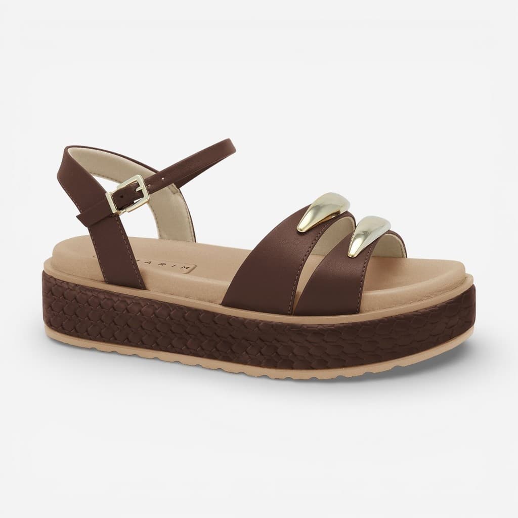 Sandália Papete Ramarim Flatform Marrom