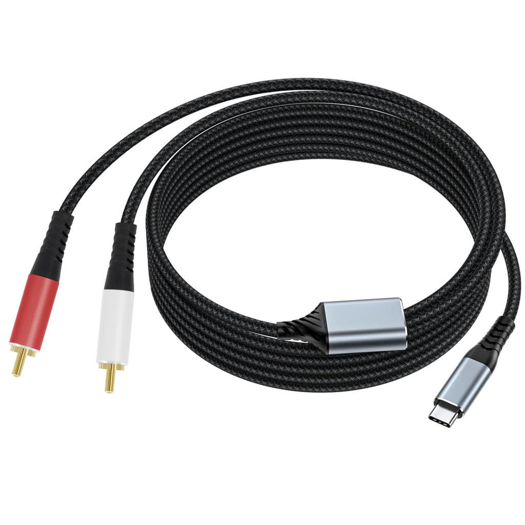 Cabo de áudio tipo c para lótus duplo Cabo adaptador de extensão de áudio para celular com Chip DAC integrado