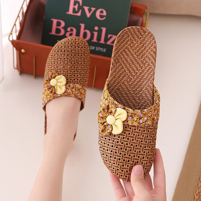 Novo estilo de linho bambu tecido Rattan grama Baotou respirável Bowknot massagem antiderrapante homens mulheres casais