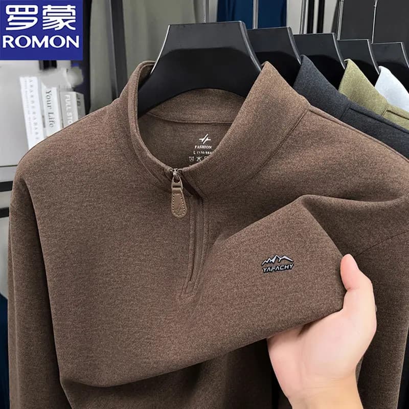 Lomon outono novo estilo grosso alemão velo moletom masculino moda All-Match quente de manga comprida camiseta pulôver t