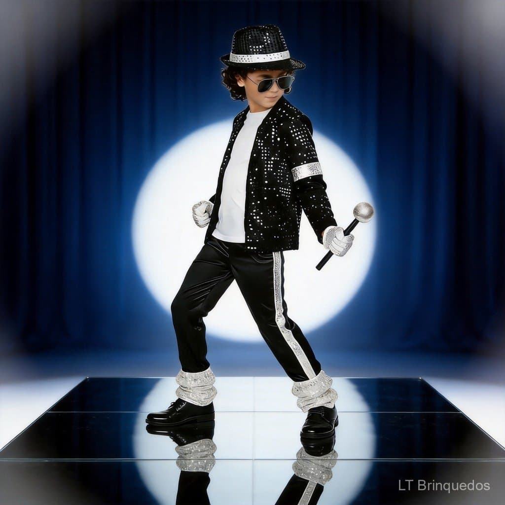Fantasia de Halloween Michael Jackson, Traje de Palco com Lantejoulas, Fantasia de Performance MJ