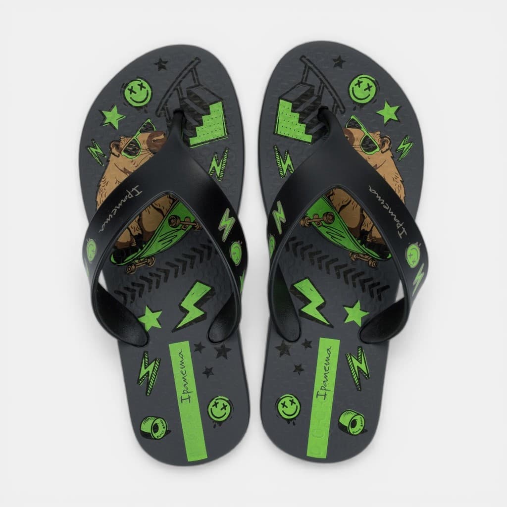 Chinelo Ipanema Deck City Masculino Infantil Capivara Cinza