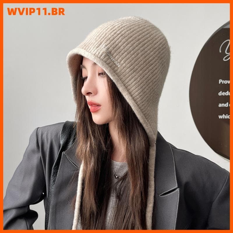 Gorro De Malha De Pelúcia De Inverno WVIP Com Orelhas Fofas , Boné Quente À Prova De Vento Para Mulheres E Meninas BR