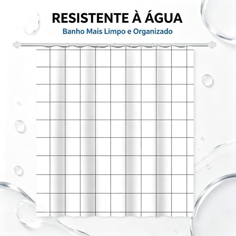 Cortina Box Banheiro 3D 1,8x1,8m PVC 100% Anti Mofo com Ímã e Cilhós Alta Qualidade