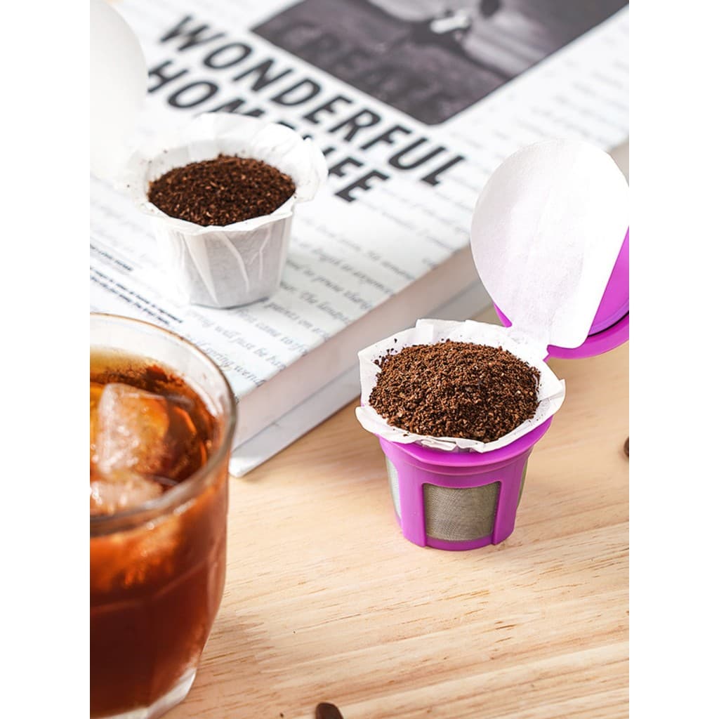 Utensílios pp cápsula copo reutilizável filtro de café copo kcup cápsula 6pcs pacote copo de papel com tampa