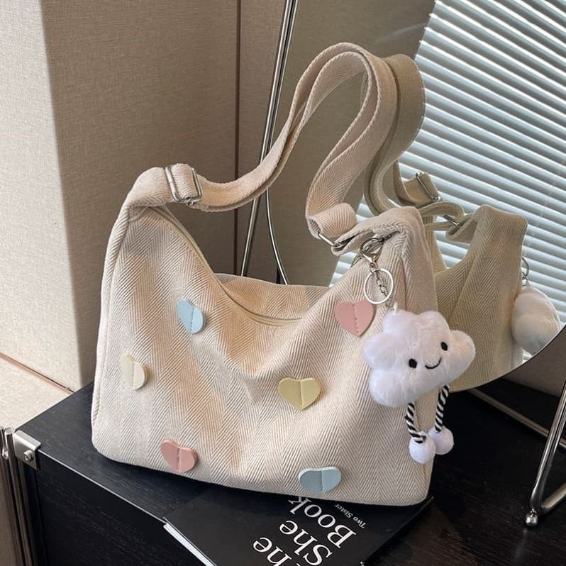 Bolsa de lona de grande capacidade feminina 2026 novo estilo Casual sacola de um ombro Cross-Body estudante classe Commu