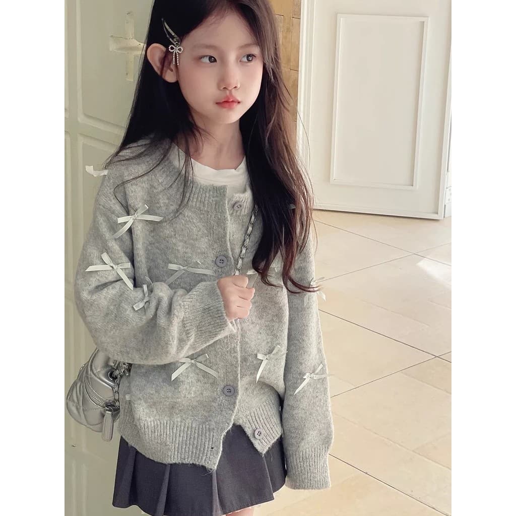 Meninas camisola Cardigan roupas de outono 2026 novo estilo crianças moda camisola versão coreana meninas inverno jaquet